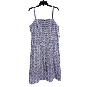 New $120 Marilyn Monroe 14 Sun Dress Seersucker Eyelet Smocked Navy White
